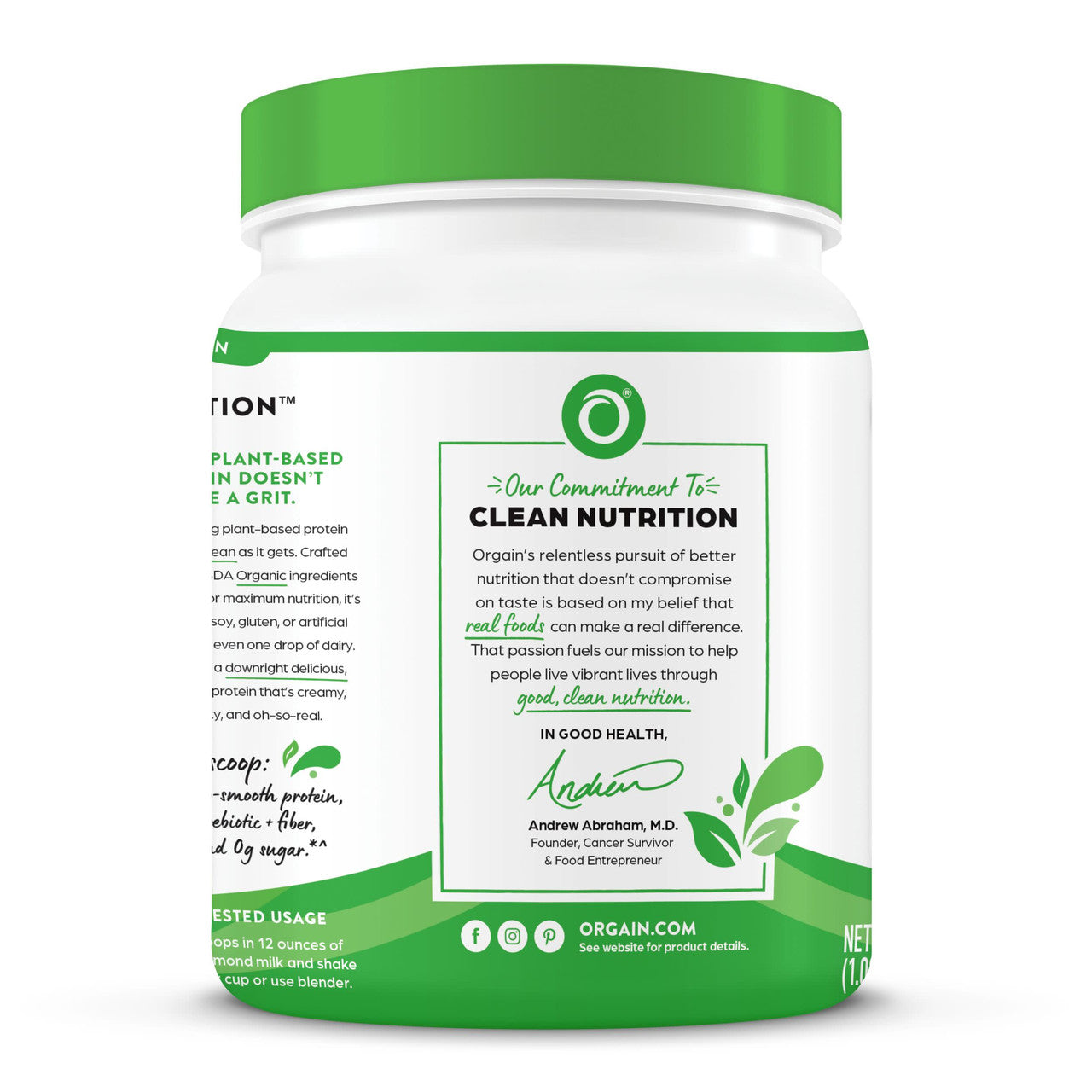 Orgain Organic Plant Based Protein Powder, Sweet Vanilla Bean (1X1.02 Lb )