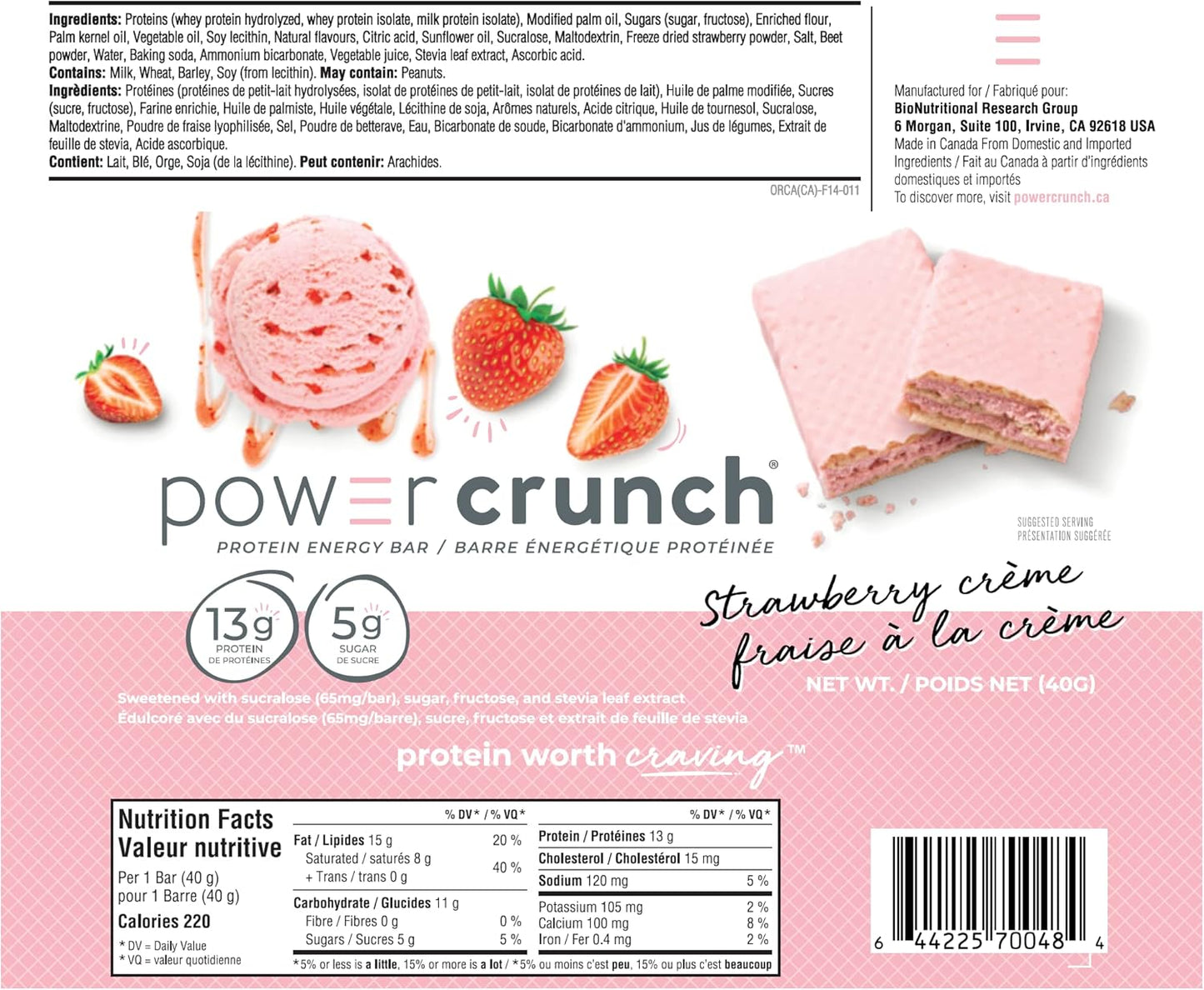 Power Crunch – Protein Bar – Strawberry Crème – 12 Pack