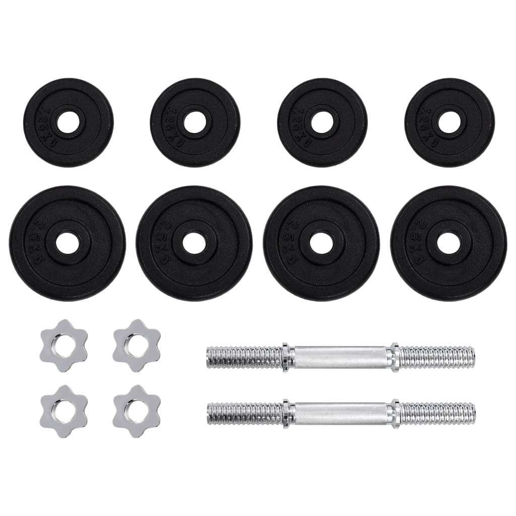 NNEVL 15 Piece Dumbbell set 20 kg Cast Iron
