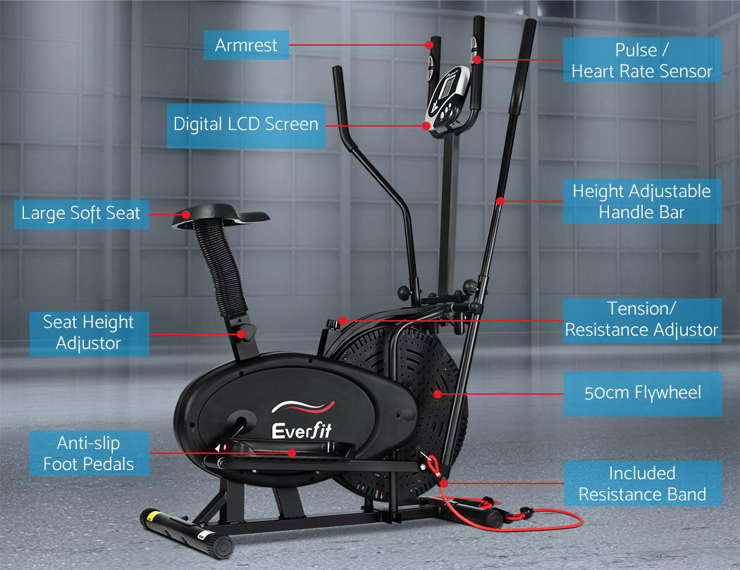 NNEDSZ 5in1 Elliptical Cross Trainer Exercise Bike Bicycle Home Gym Fitness Machine Running Walking