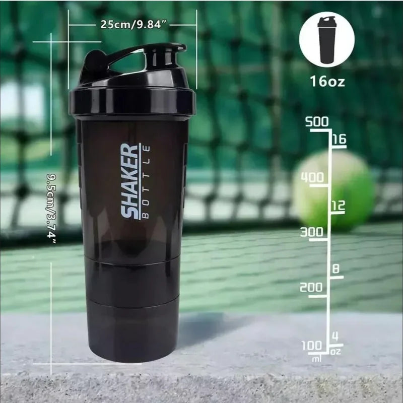 NNEOBA 3-Layer Protein Shaker Bottle Black