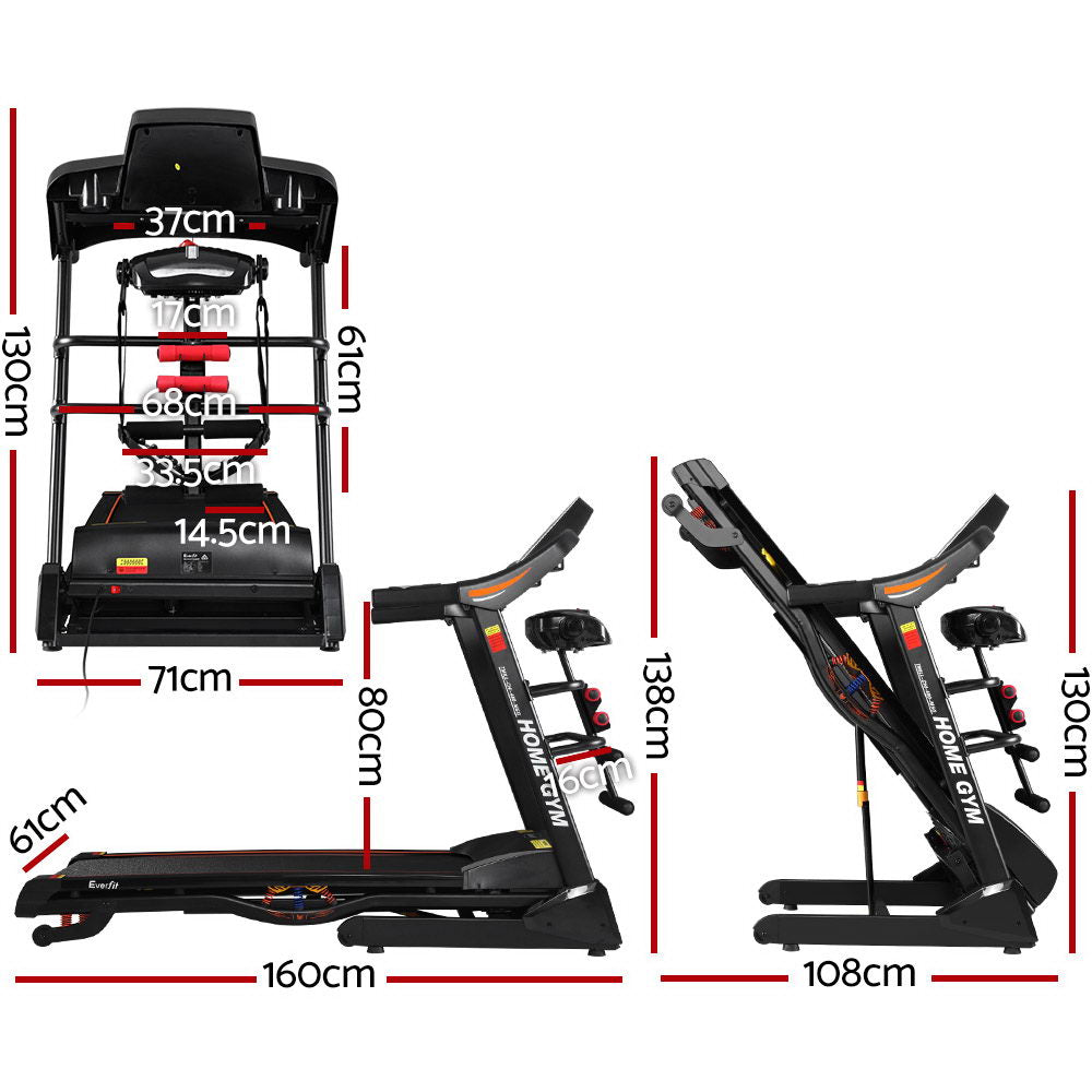 NNEDSZ Electric Treadmill 480mm 18kmh 3.5HP Auto Incline Home Gym Run Exercise Machine Fitness Dumbbell Massager Sit Up Bar