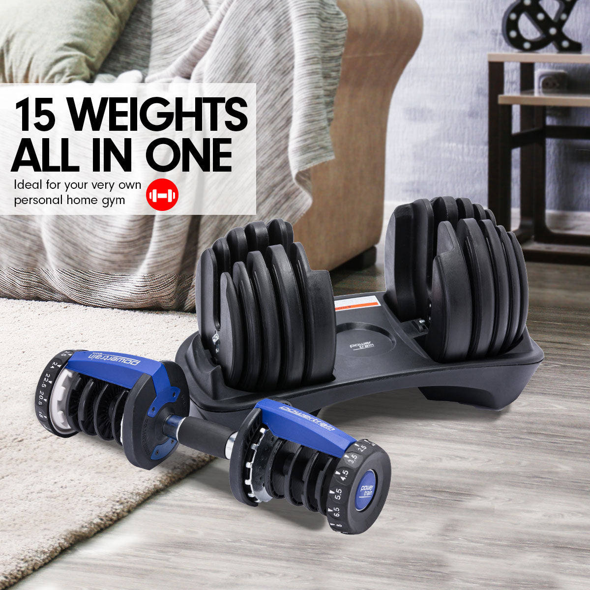 NNEDSZ 48KG Adjustable Dumbbell Set With Stand Blue