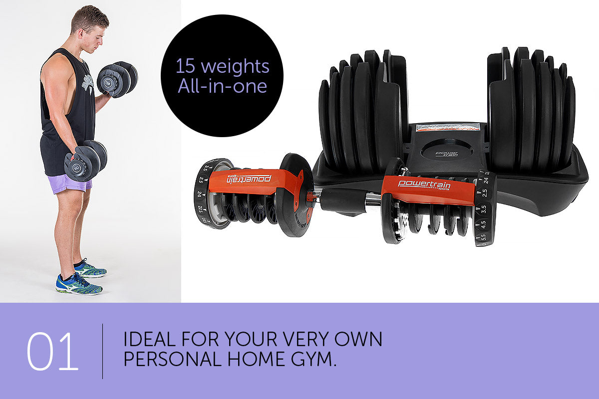 NNEDPE 48kg Powertrain Adjustable Dumbbell Home Gym Set