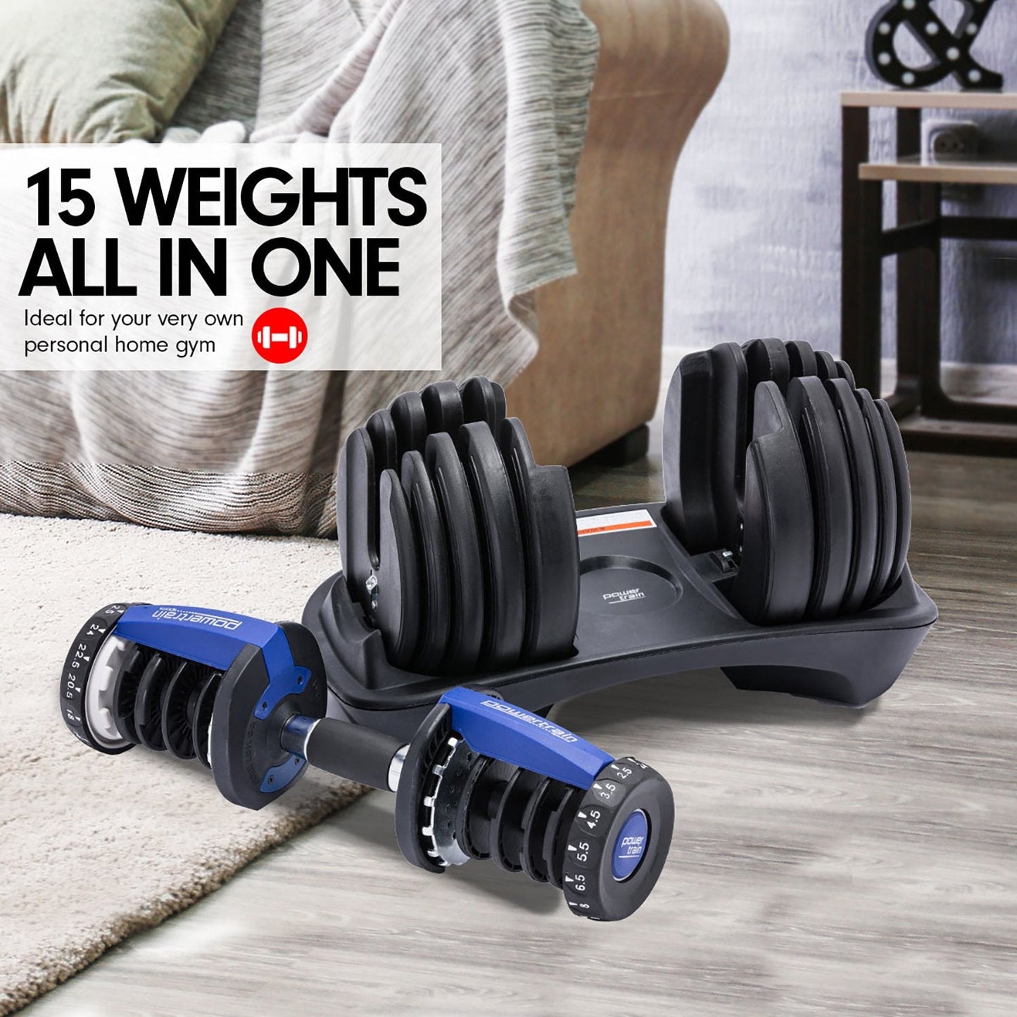 NNEDSZ 2x 24kg Adjustable Dumbbell Home Gym Set