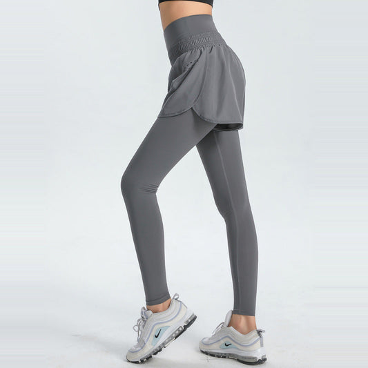 NNEDSZ S Grey Women's High-Waist Athletic Skort with Built-In Shorts - Breathable Quick-Dry Running Skirt with Phone Pocket